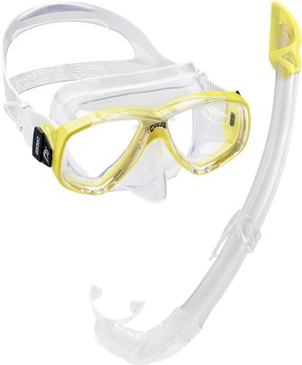 Cressi Perla Mare Set Maschera + Aeratore Snorkel col. GIALLO